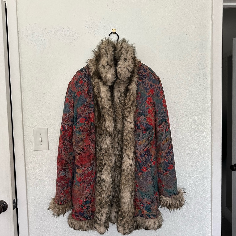 Handmade reversible faux fur coat
